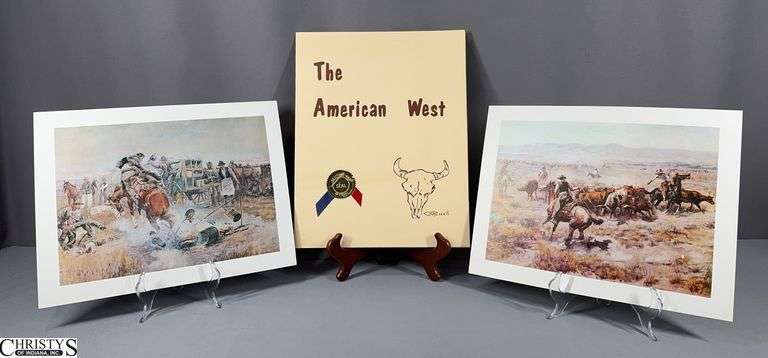 2 Charles Marion Russell Western Prints - Unframed - 14" x 11" of paper image