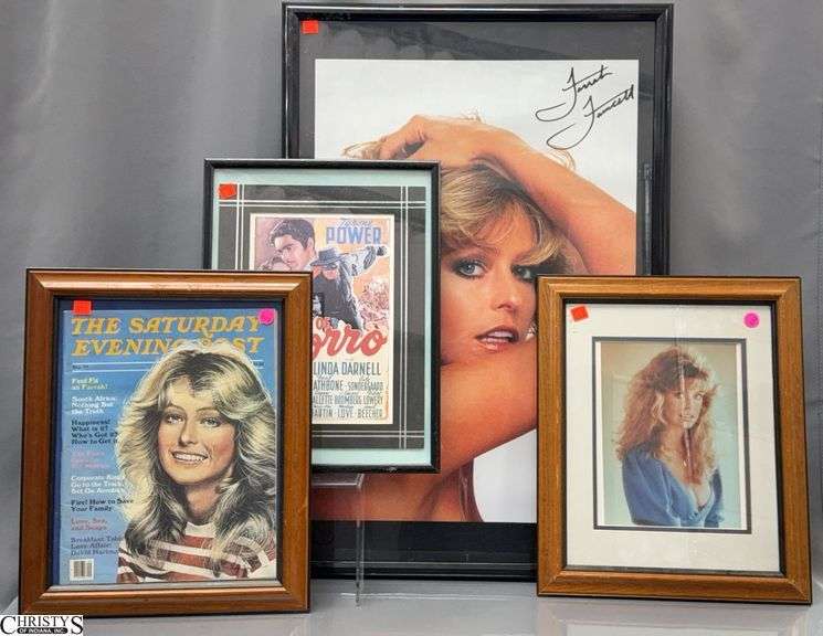 4pcs Framed Farrah Fawcett and Tyrone Power, The Mark Of Zorro Memorabilia Largest 21x31" image
