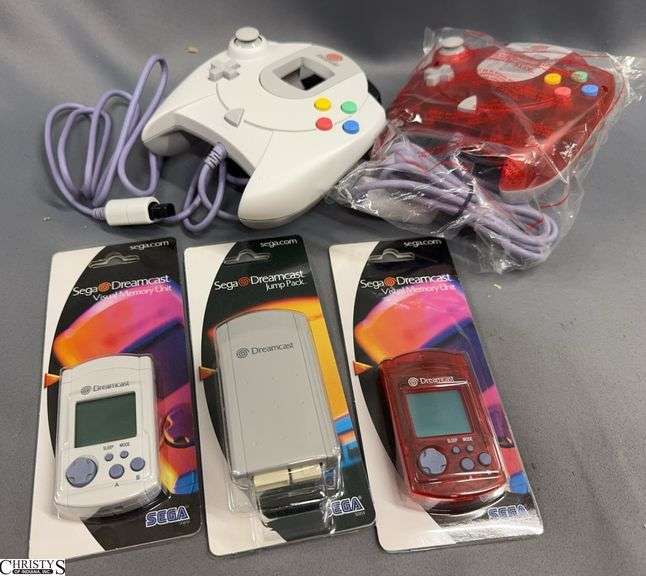 Sega Dreamcast Controller, Jump Pack, and Visual Memory Units image