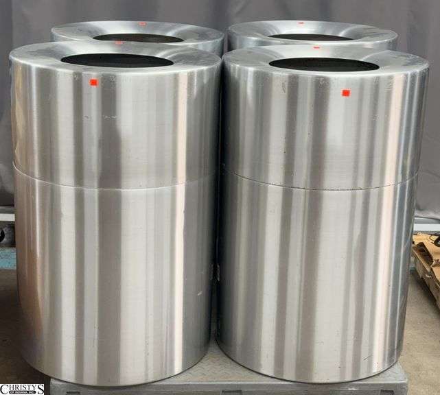 4 Large Drum Trashcans - 24" x 36" of each, some wear/scuffing image
