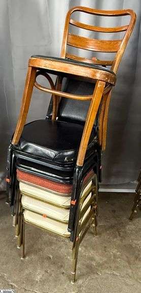 8 Banquet Chairs - 36" x 18" seat of largest - shows wear from use and storage