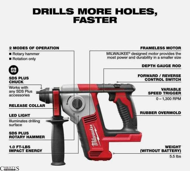 Milwaukee M18 Cordless 5/8" SDS Plus Rotary Hammer image