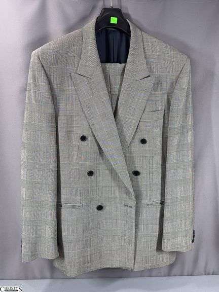 Checked Chagoll de France Made in Republic of S. Africa 2-Piece Suit.  Jacket Marked 42L and 100% Wool and Trousers Marked 36L.  The trousers have some small stains. image
