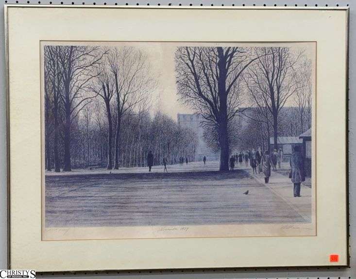 Signed Harold Altman "November 1979" Artist Proof - 32" x 24.5" of frame - appears to have some sun fading, toning to paper image