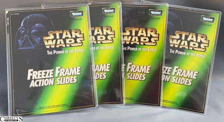 4pcs 1997 Star Wars Freeze Frame Action Slides, one folder is empty image