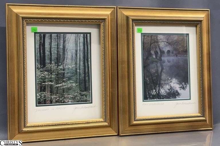 Pair Signed James Archambeault Nature Landscape Photos - 15.5" x 18.5" of each frame, frames appear loose image