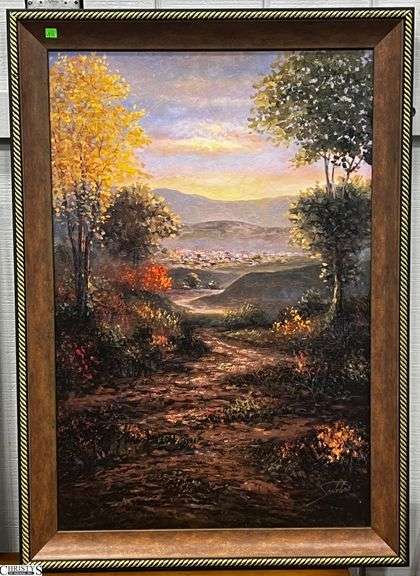 Decorator Landscape Scene on Board - 29" x 41" of frame image