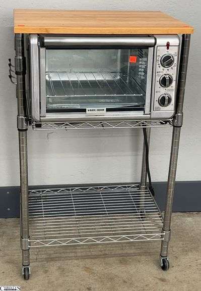 Stainless Steel Kitchen Cart and Black & Decker Toaster Oven - 21" x 15" x 34" of rack