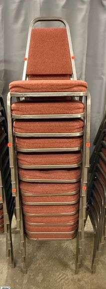 12 Vicro Banquet Chairs - 34" x 17" seat of each - Shows wear/damage from use and storage image