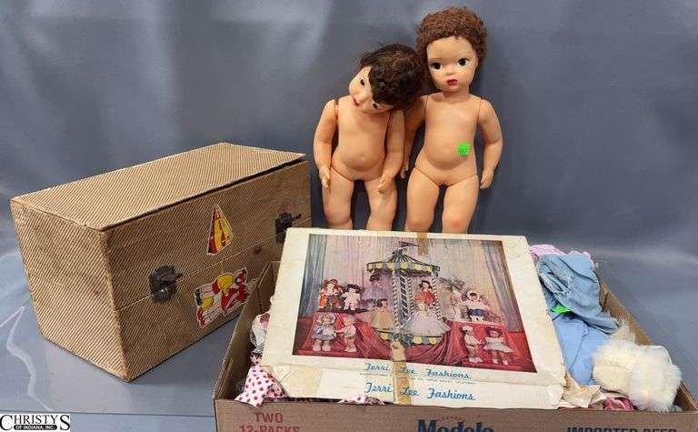 2 Terri Lee Dolls and Assorted Doll Clothing - Some wear - 16" of doll image
