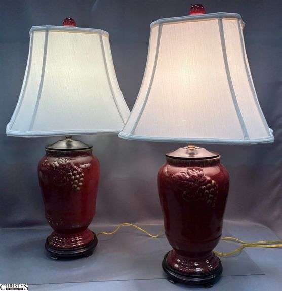 Pair Grapevine Motif Table Lamps - 31" T of each image