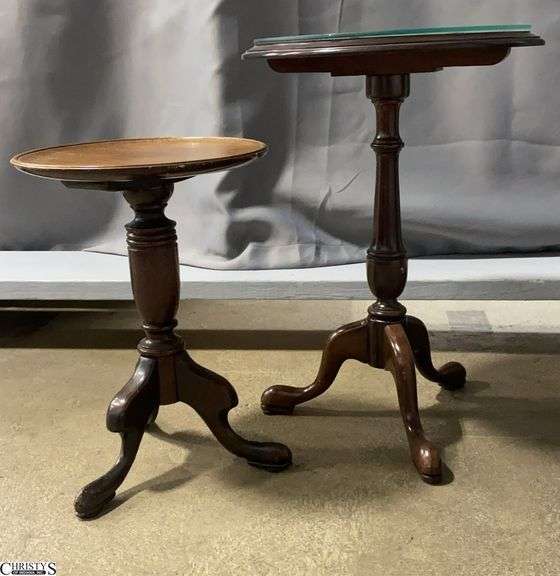 2 Tripod Wooden Small Side Tables/Stands - Ethan Allen and Other - 15" x 22"of largest image