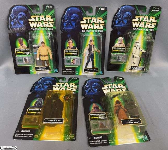 5 Star Wars 1999 Power of the Force Action Figures - Darth Vader, Han Solo, Jawa, and More image