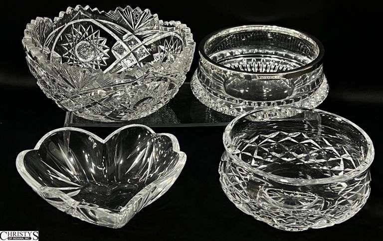 Waterford Crystal Bowl, Cut Glass Bowl, Crystal Dishes - 4pcs - 7" D of cut glass bowl image