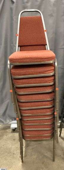 12 Vicro Banquet Chairs - 34" x 17" seat of each - Shows wear/damage from use and storage image