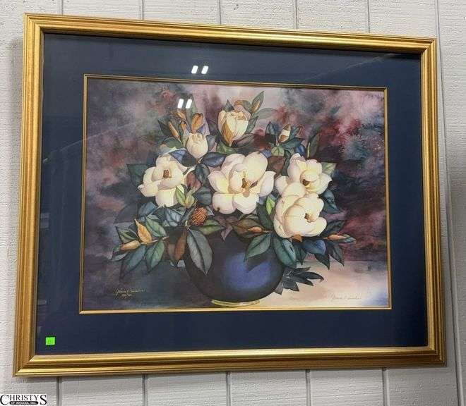 Signed Janice Sumler Magnolia Motif Lithograph - 330 of 950 - 42" x 32" of frame image