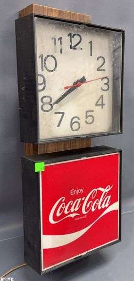 1977 Coca Cola Advertising Wall Clock - 9" x 23" x 5" - does run, would benefit from cleaning
