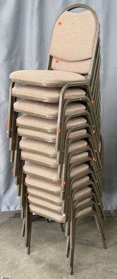 12 Virco Banquet Chairs - 33" x 17" seat - some wear from use and storage