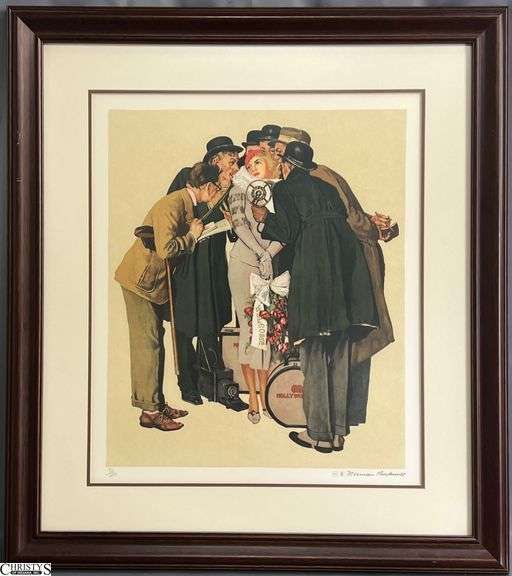 "Hollywood" Norman Rockwell Lithograph - 172 of 200 - 33" x 37" of frame
