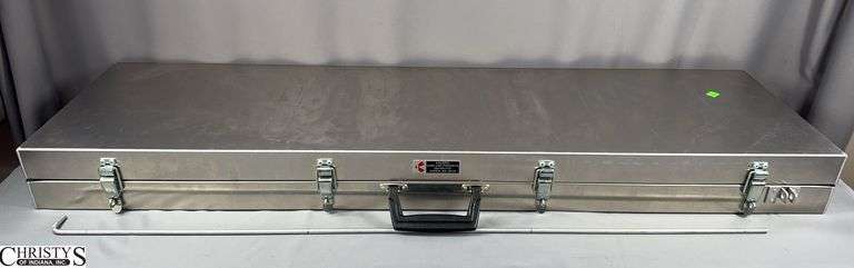 KaliSpel Case Line Products Metal Gun Storage/Travel Box.  Approx. 52" X 14" X 4 1/2" with a Black Canvas Cover. image