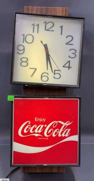 Coca Cola Advertising Wall Clock - 9" x 23" x 5" - Powers on and lights up, would benefit from a cleaning