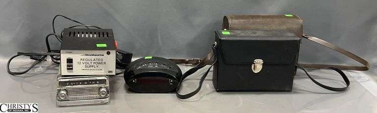 2 Pair Binoculars, Micronta Regulated 12V Power Supply, Trans Portable Radio - Some wear image