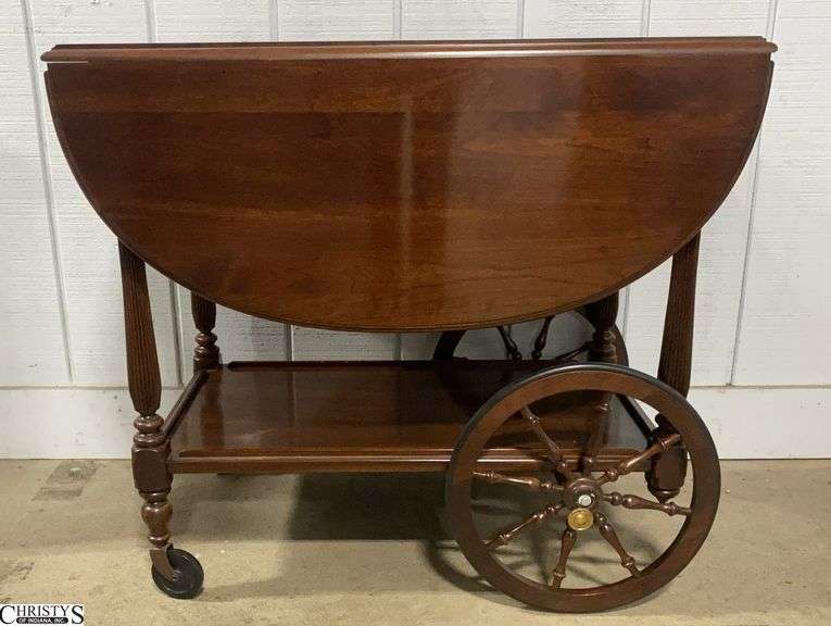 Ethan Allen Drop Leaf Tea Cart - 32" x 20" x 29" - 12" of drop image
