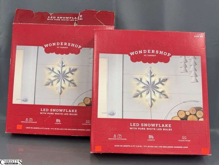 2 Wondershop LED Snowflake Lights - 17.5" D of each image