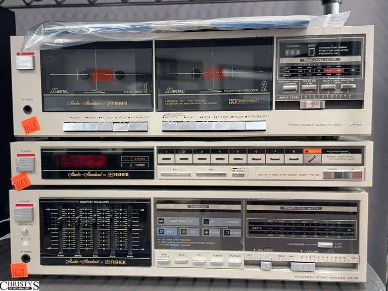 3pcs Fisher Cassette, Tuner, Amp image
