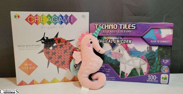 Techno Tiles Unicorn, Pop! Unicorn Seahorse Plush, and Creagami Ladybug image