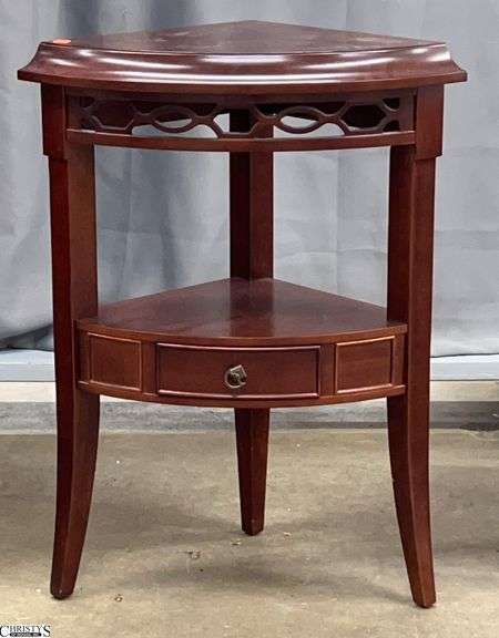 Bombay Corner Single Drawer Side Table - 24" x 17" x 32" image