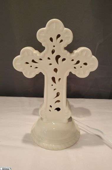 Ceramic Light up Cross 10" Tall