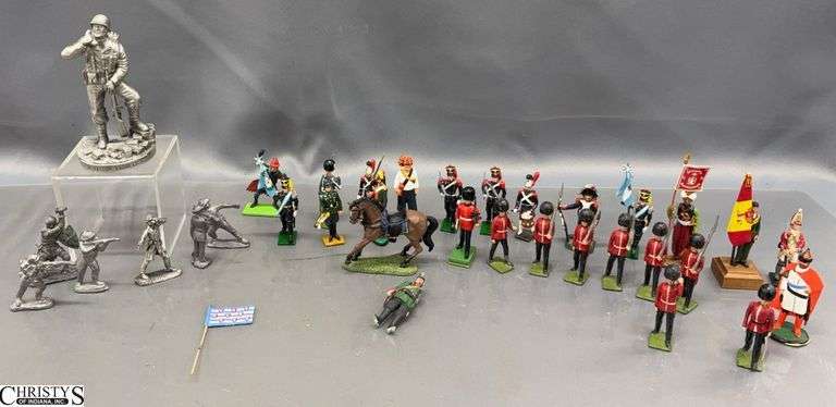 Painted Metal Toy Soldiers and War Figures - 5" of tallest image