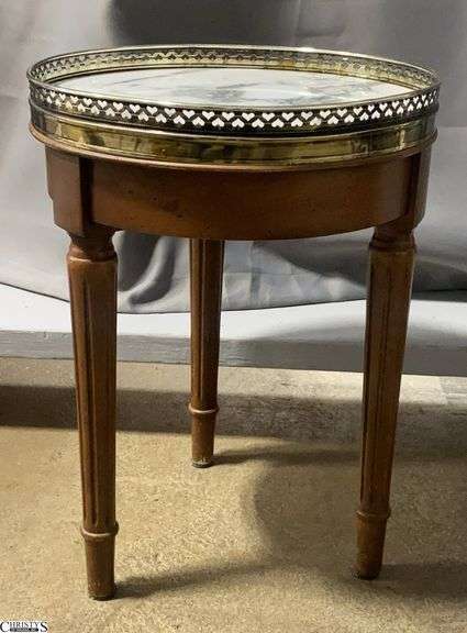Louis XVI Style Marble Top Side Table/Stand - 13" x 18" image