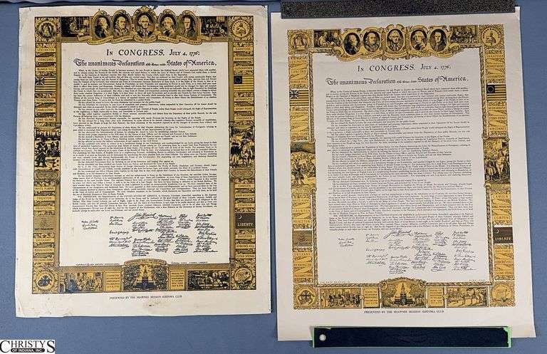 2 Shawnee Mission Sertoma Club Print Replicas of the Constitution - Unframed - 16" x 21" of paper, some edge wear image