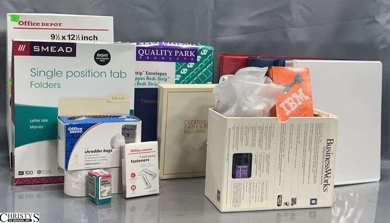 Assorted Office Supplies - Envelopes, Binders, Typewriter Tape, Misc image