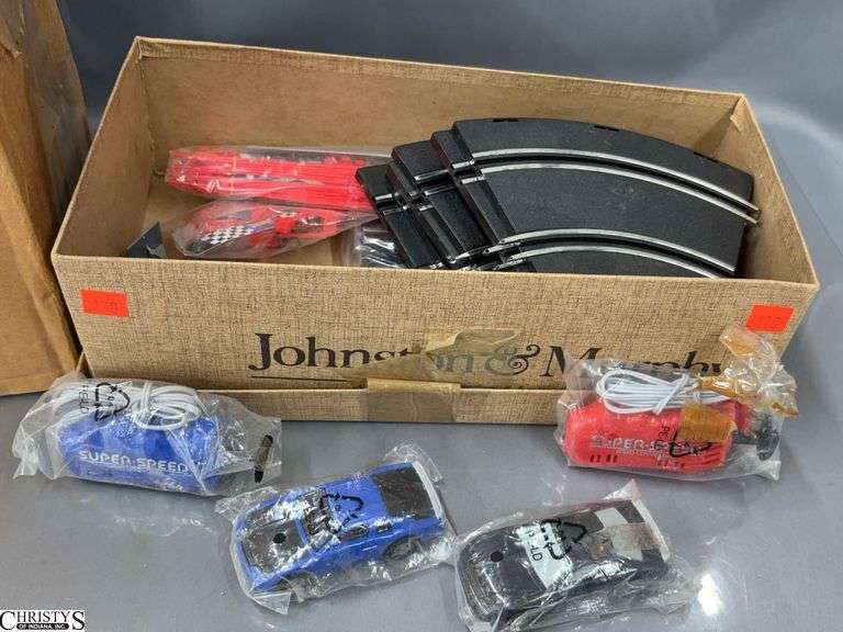 Slot Car Style Plastic Race Cars, Race Track Pieces - 14" of largest image