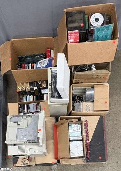 Skid of Computer Parts - Cords, Diskettes, CPU, Misc - Internals Unknown - SKID NOT INCLUDE image