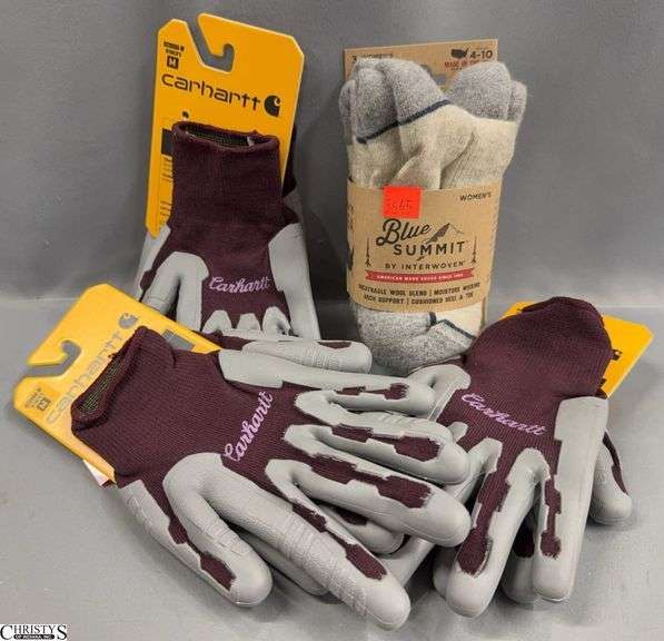 3 Women's Carhartt C-Grip Gloves Size Medium and Bundle of 3 Mini Crew Socks image