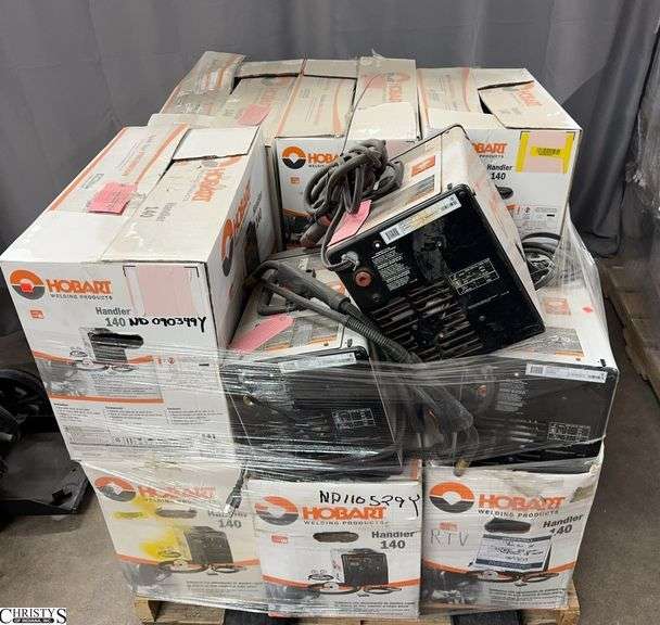 Skid of Defective Hobart Handler Welders, Wooden Pallet Included image