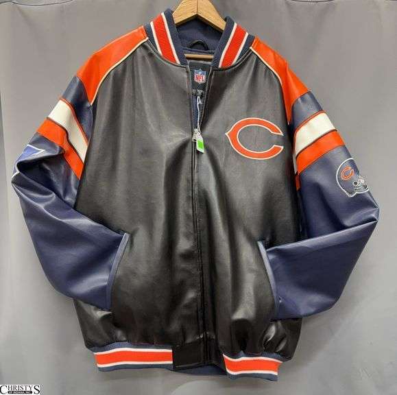 Vintage Vinyl NFL Chicago Bears Navy Orange and Black Size XXL Coat image