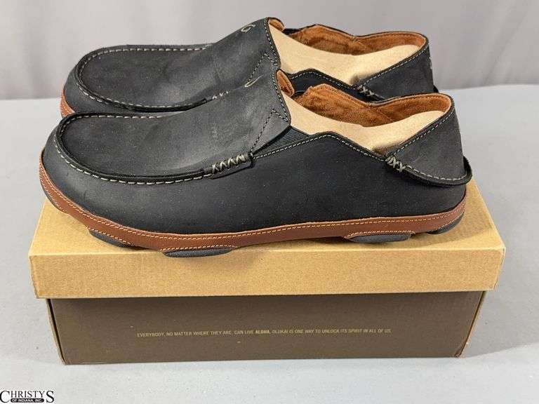 OluKai Moloa Men's Black Shoes in Original Box.  Size 12.  These shoes appear to be not worn. image