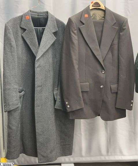 Mens Wool Coat and Vintage Suit - Coat marked size 44