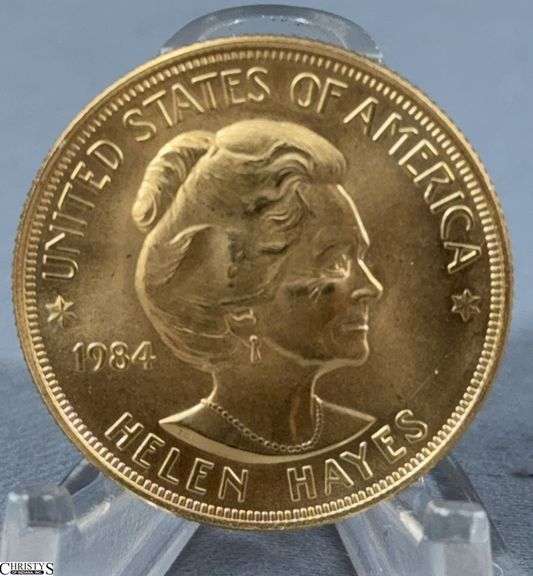 1984 Helen Hayes "First Lady of the Stage" American Arts Commemorative Gold Metal.  One Ounce Gold Round image