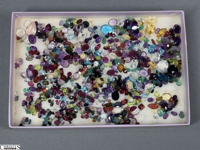 A Purple 6"x4" Box with Mixed Gemstones image