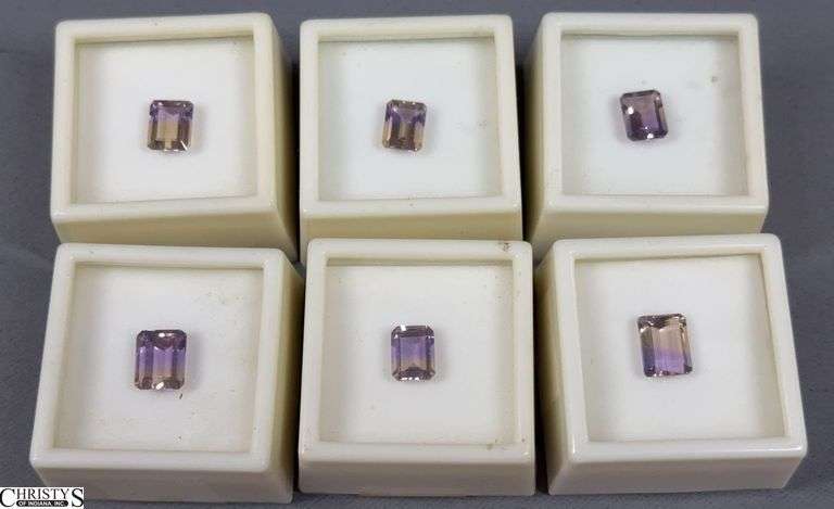 6 Ametrine Gemstones.  Each 2-3 ct. image