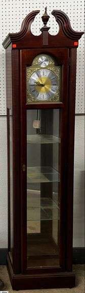 Howard Miller Curio Grandfather Clock - 19" x 11" x 77" - would benefit from a cleaning