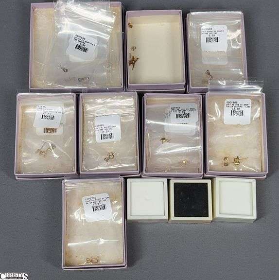 8 Small Boxes of Pendant Settings- 7 Boxes have packages marked 14K and 1 has package marked Snaptite with Pendant Settings image