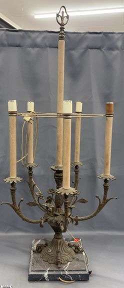Ornate Marble Base Candelabra Table Lamp - 43" x 18" image