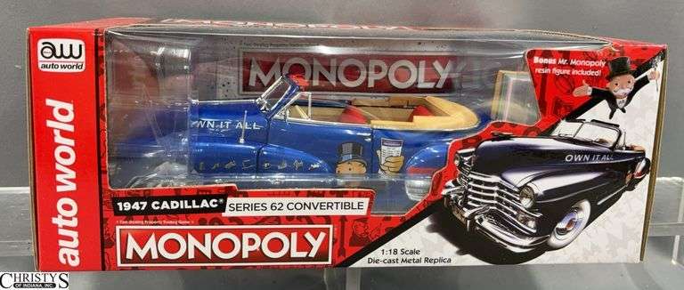 Monopoly 1947 Cadillac Series 62 Convertible 1:18 Diecast Model with Mr. Monopoly Figure image